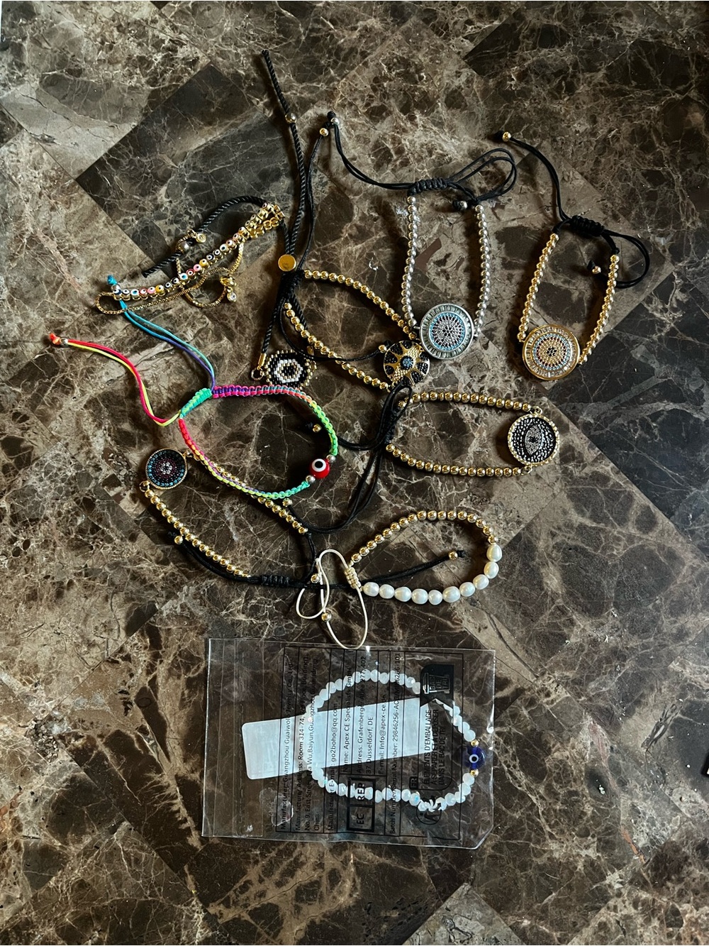 Lot of Beaded and Charm Evil Eye Bracelet Sets- Multicolor